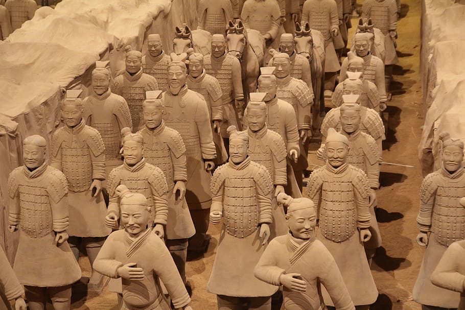 top view of Terracota Soldiers, China, terracotta, army, warrior