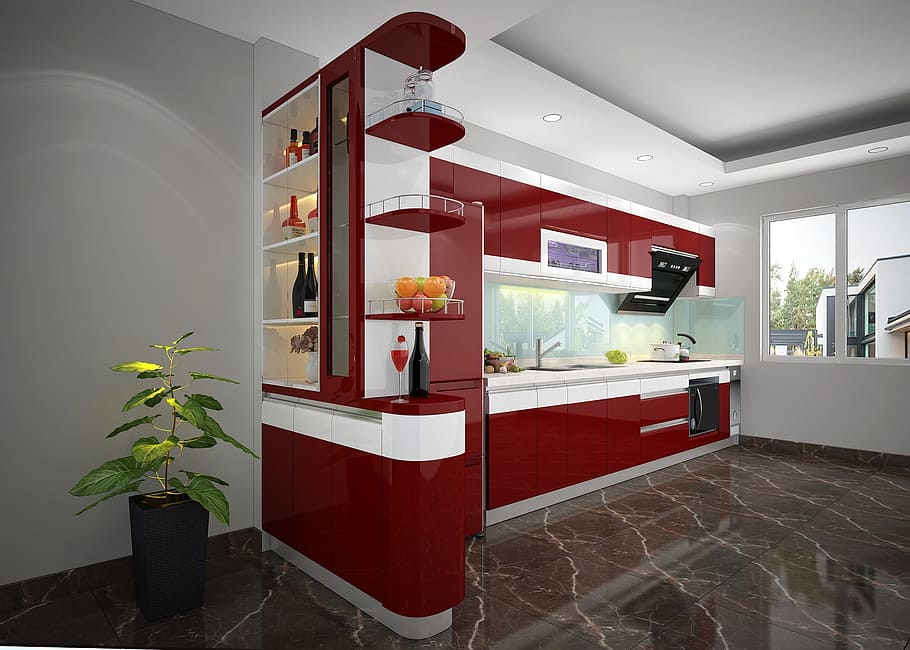 Tu, Bep, Dep, canbinnet, domestic kitchen, refrigerator, red, HD wallpaper