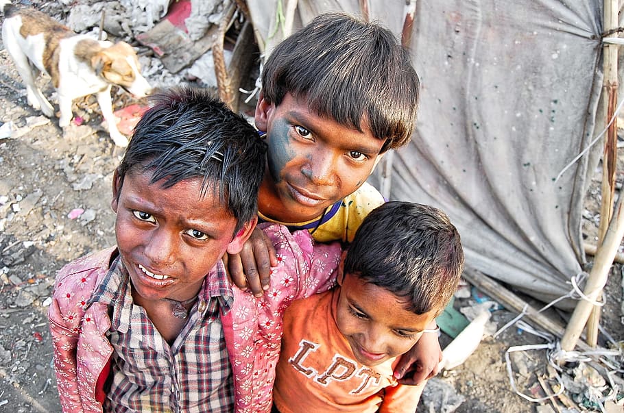 HD wallpaper: three boys standing close to each other, poor, slums, india,  people | Wallpaper Flare