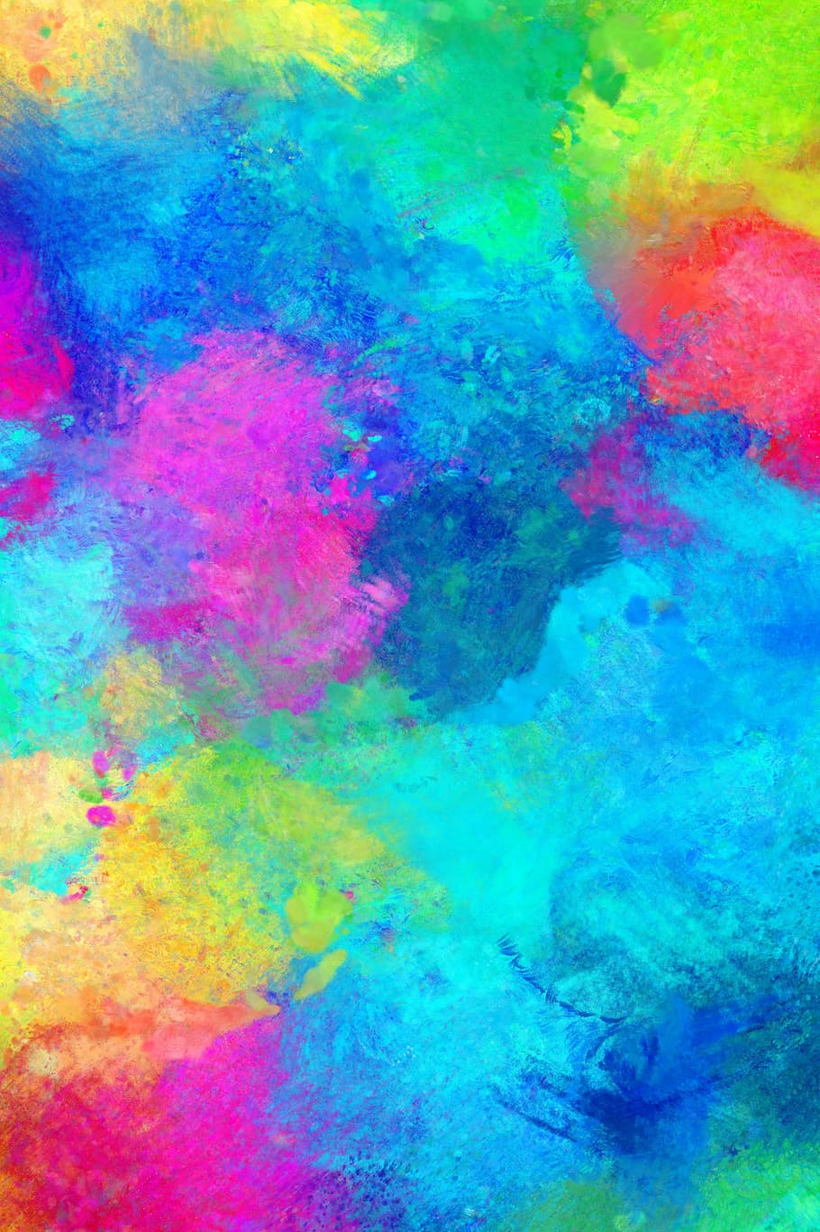 blue, pink, and yellow abstract painting, mood, creativity, atmosphere, HD wallpaper