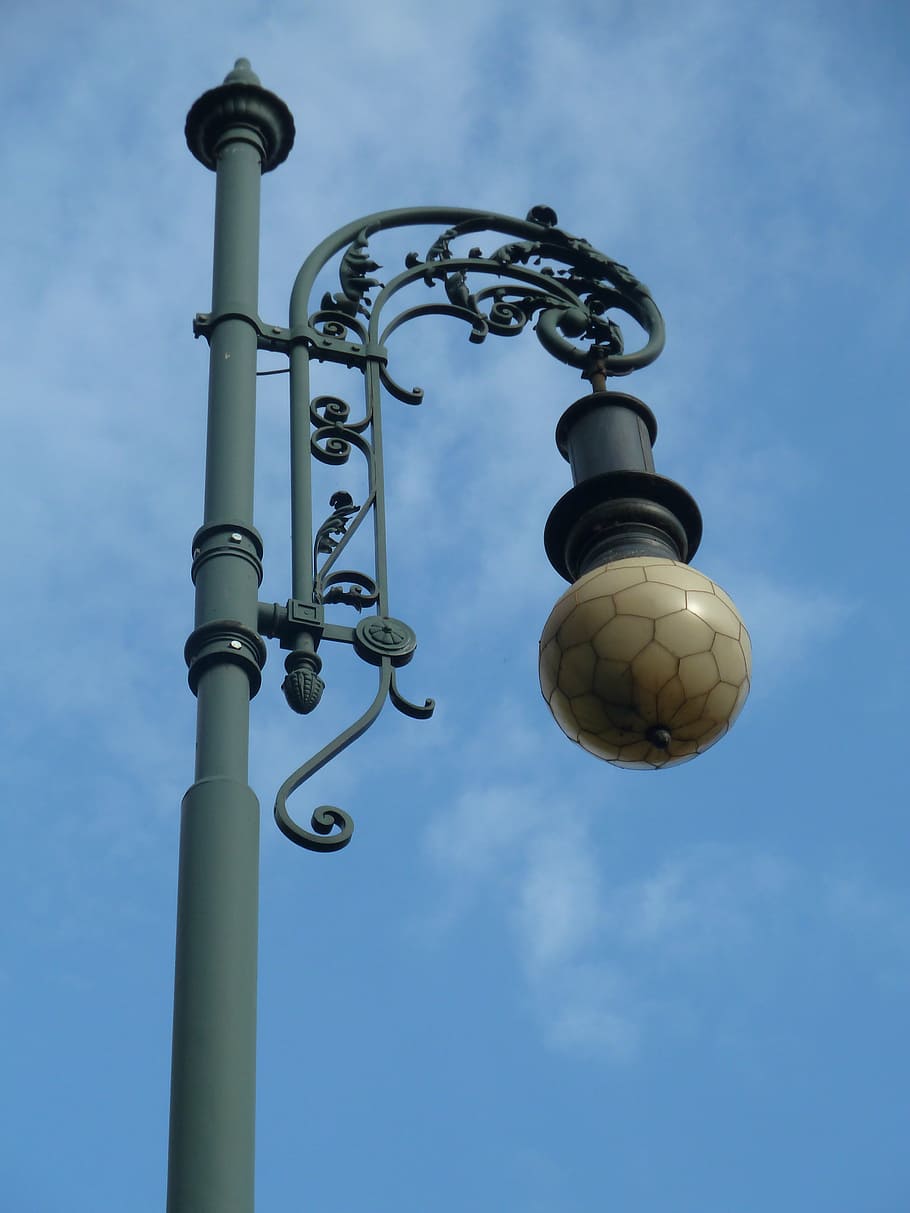 lamp post, air, prague, low angle view, sky, no people, day HD wallpaper