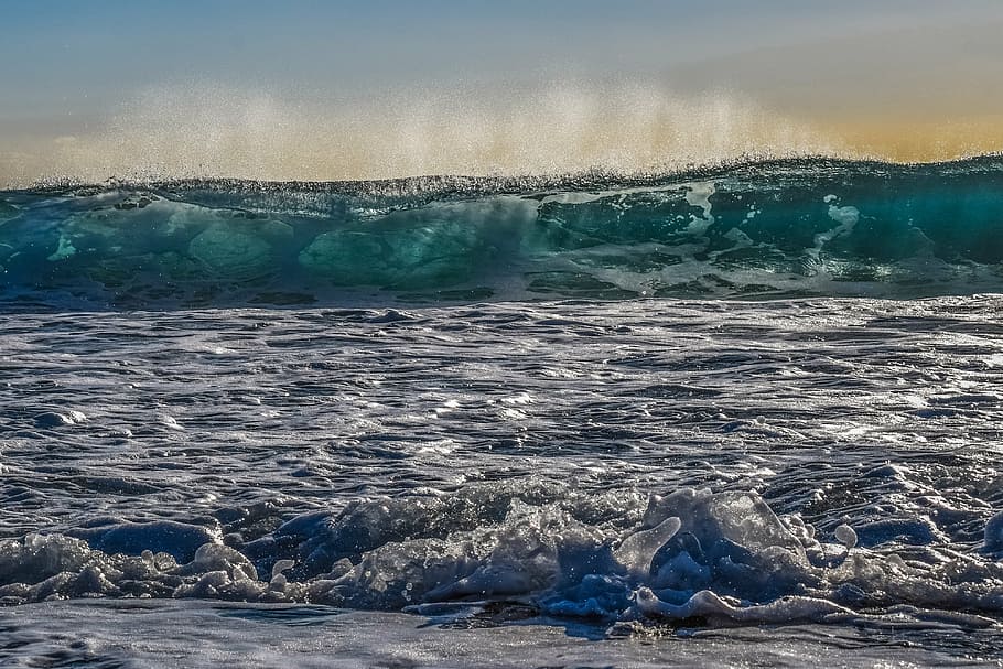 wave, foam, spray, sea, water, nature, beach, splash, scenic HD wallpaper