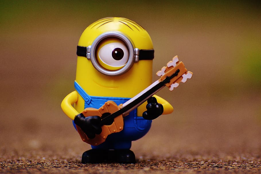 HD wallpaper: minion plastic toy, music, guitar, funny, cute, musical, play  | Wallpaper Flare