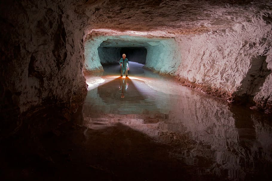 potholing, mine, gallery, flood, atmosphere, underground, cave HD wallpaper