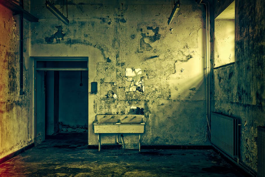 white wooden table near gray wall, horror, spooky, mystical, weird, HD wallpaper