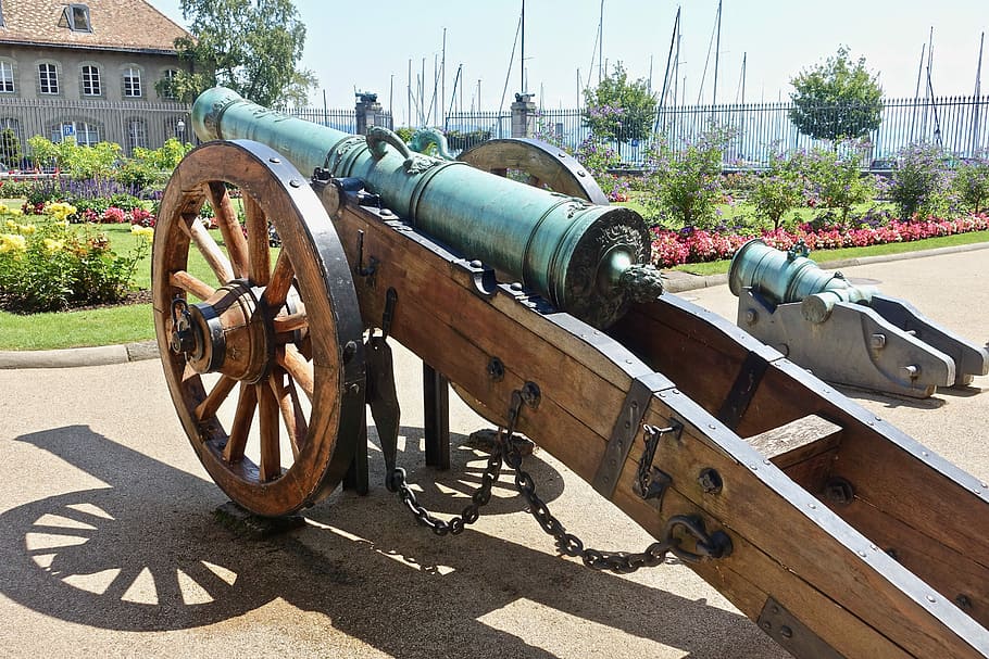 cannon, wheel, old, war, military, gun, battle, metal, weapon HD wallpaper