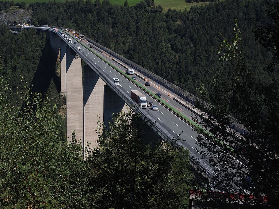 europe bridge, highway bridge, car bridge, brenner autobahn, HD wallpaper