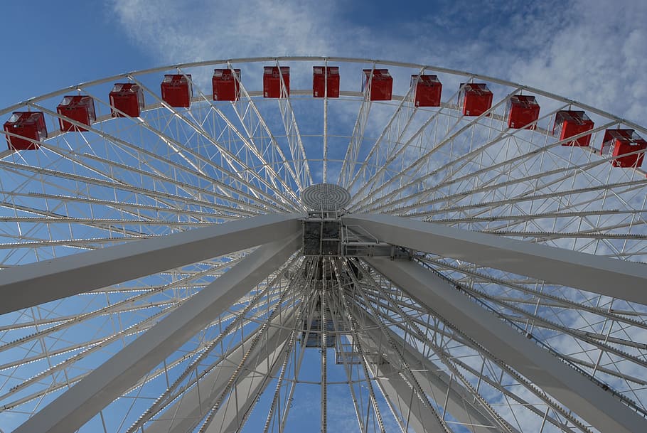 HD wallpaper: chicago, ferris wheel, pier, navy, park, sky, fun ...