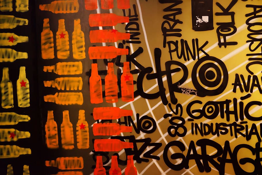 untitled, Bottle, Bottles, Beer, Colorful, art, wall, graffiti HD wallpaper