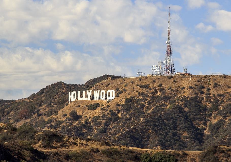 Hollywood landmark, sign, symbol, icon, vintage, america, travel, HD wallpaper