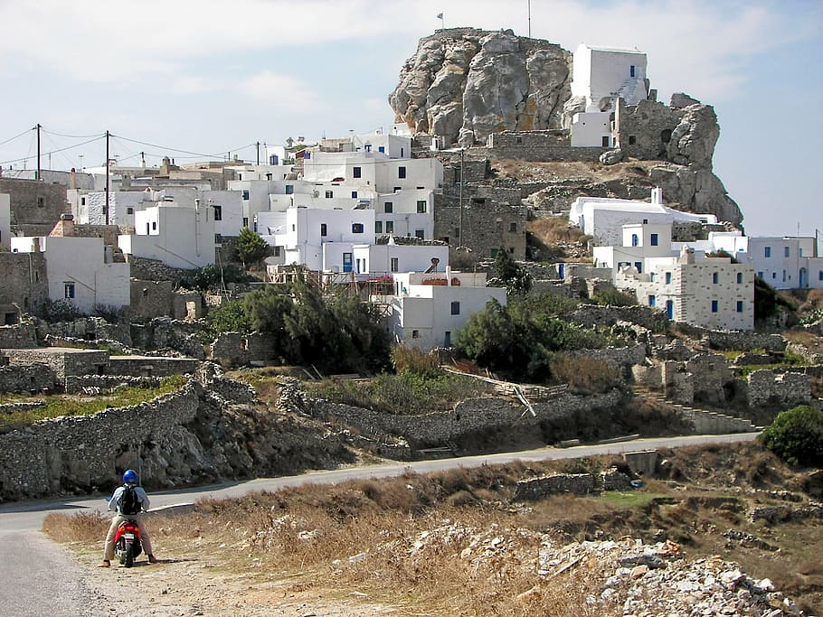 amorgos, chora, cyclades, greece, aegean sea, hellas, greek island hopping HD wallpaper