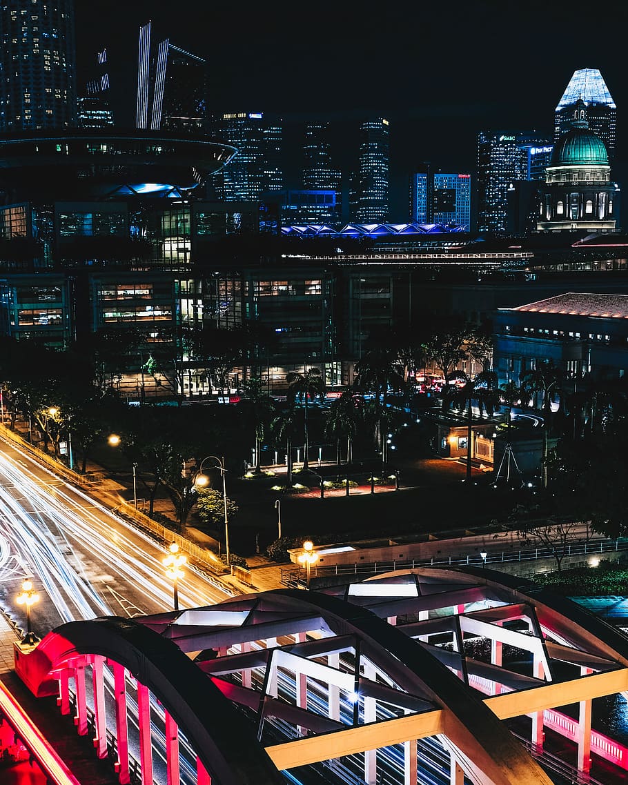timelapse photography of cityscape during night, photo of cityscape during nighttime HD wallpaper