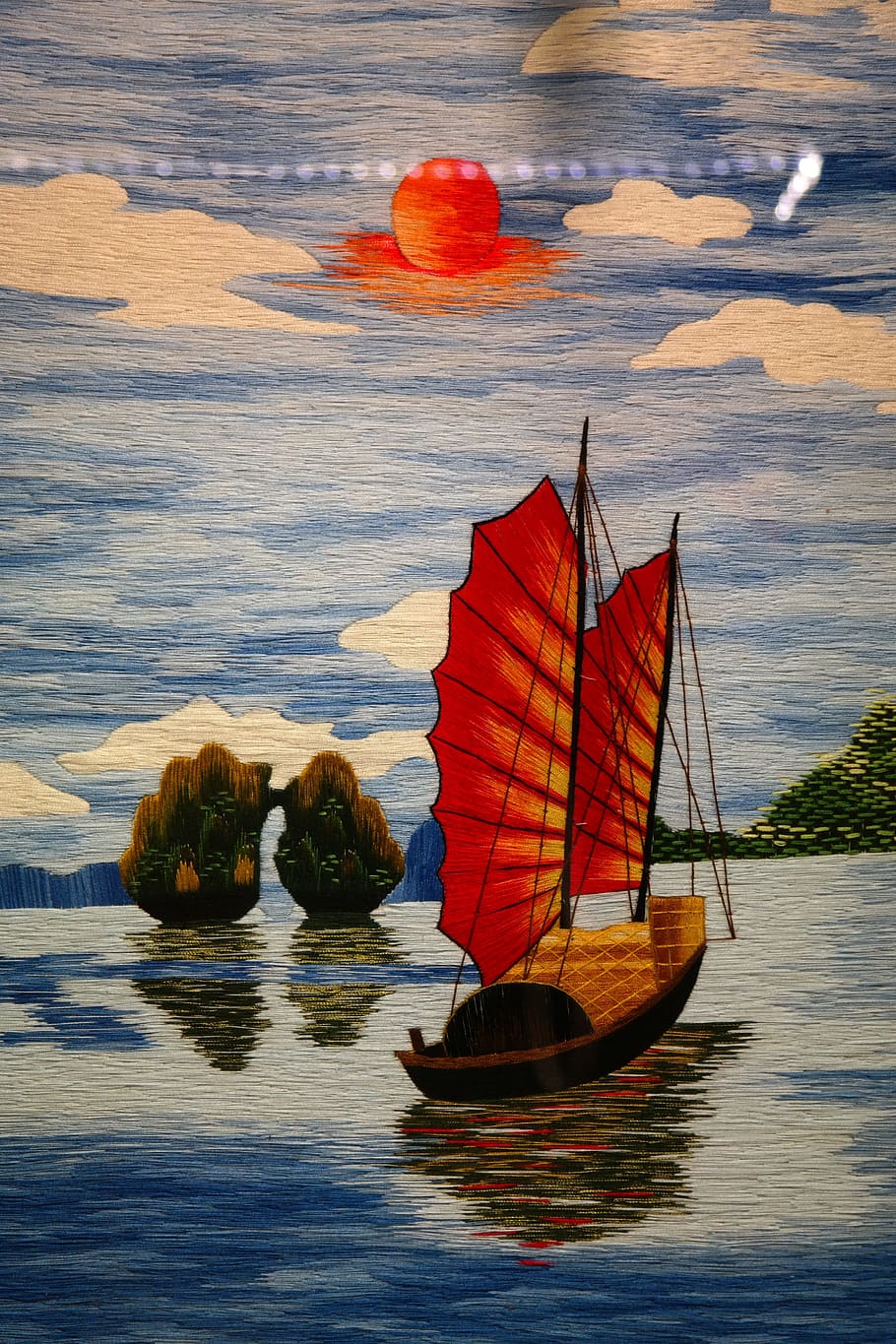painting of sail boat, Image, Boot, Sailing Boat, junk, chinese HD wallpaper