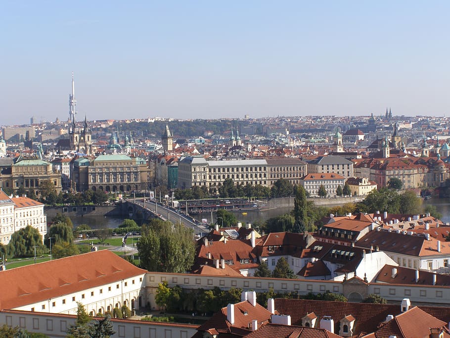 prague, panorama, city, architecture, building exterior, built structure HD wallpaper