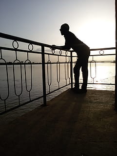 Sunset, Niger River, River, Niger, the niger river, man, black HD wallpaper