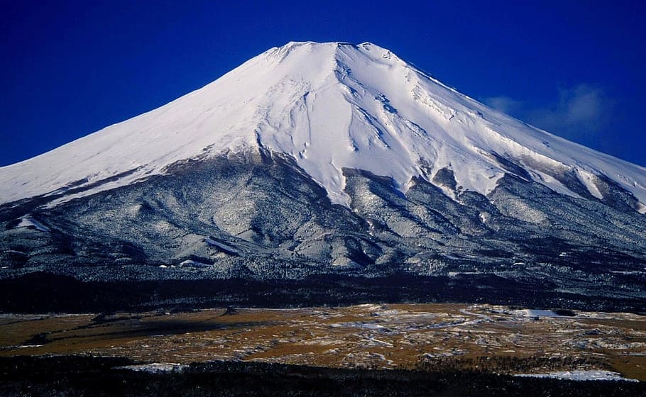 ice mountain, mount fuji, japan, landscape, mountains, nature, HD wallpaper