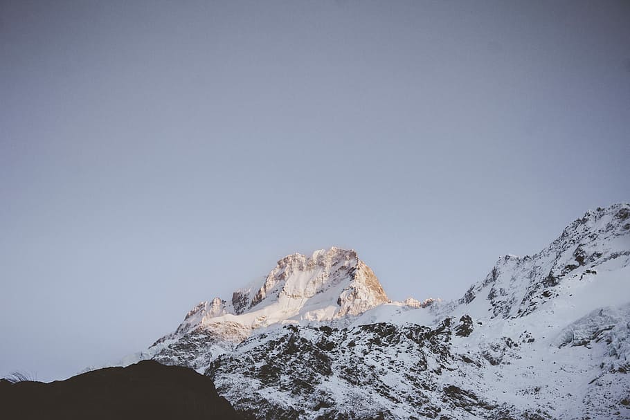 landscape photography of mountain covered with snoiw, white mountains HD wallpaper