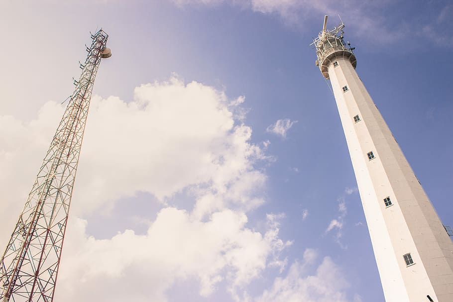 Lighthouse, Tall, Shore, Landmark, sky, low angle view, cloud - sky HD wallpaper