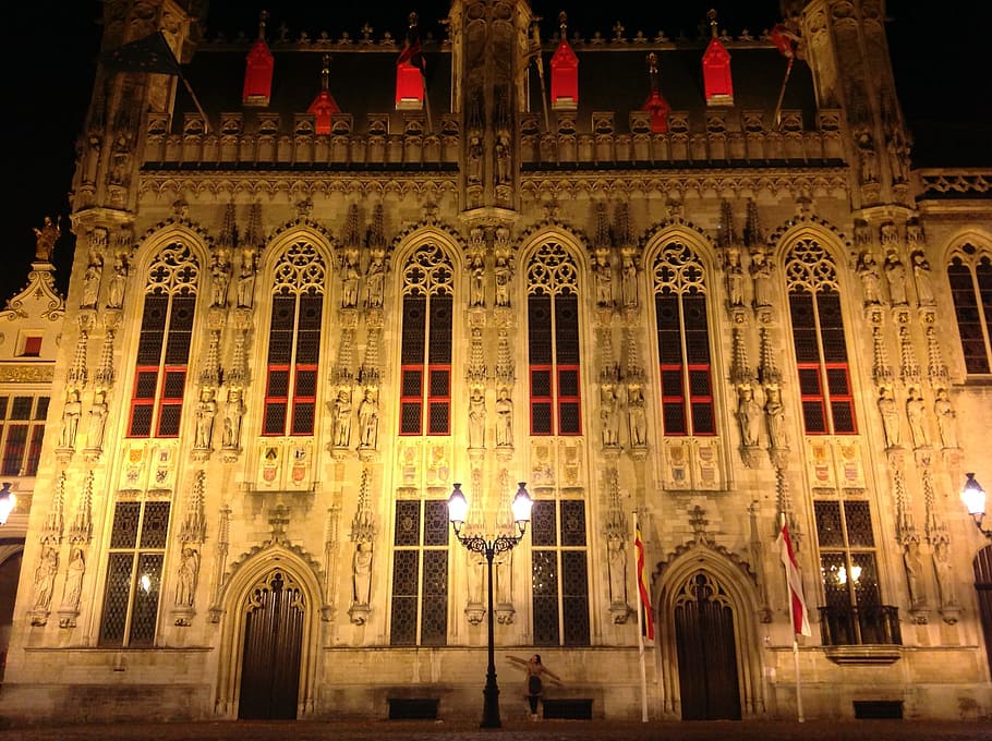 Architecture, Medieval, Building, City, bruges, night, light HD wallpaper