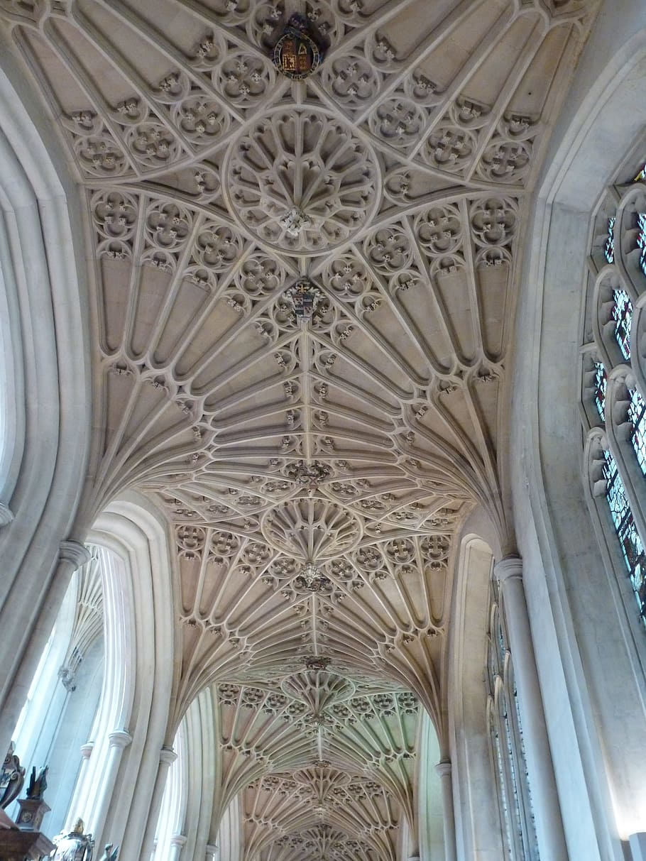 bath abbey, england, churches, ceiling, architecture, built structure HD wallpaper