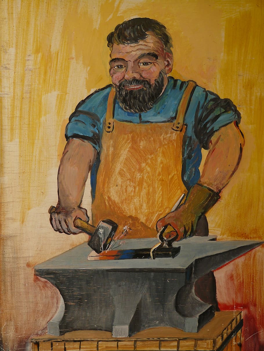 blacksmith, craft, profession, iron, forge, metal, man, face HD wallpaper