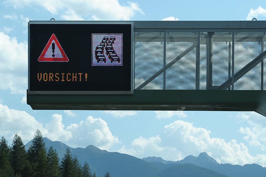caution jam, road, note, traffic, signal, warning, auto, drive HD wallpaper