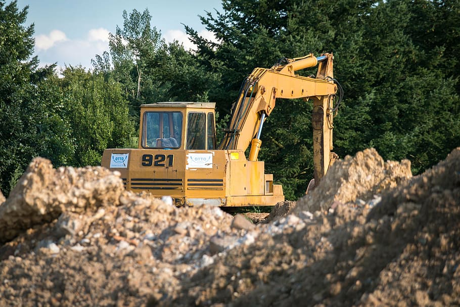 excavators, site, vehicle, construction work, construction machine HD wallpaper