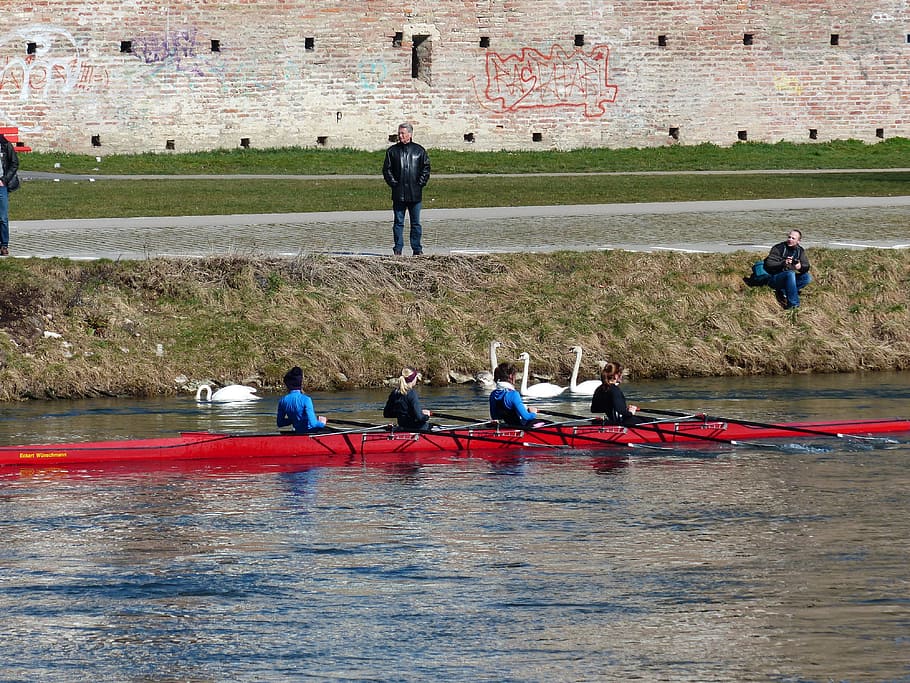 River, Wall, Rowing, Rower, Water, water sports, human, athletes HD wallpaper