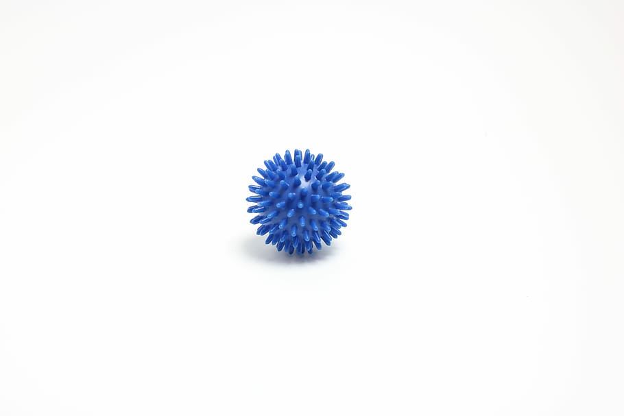 Ball, Spikes, Round, blue, white background, studio shot, no people HD wallpaper