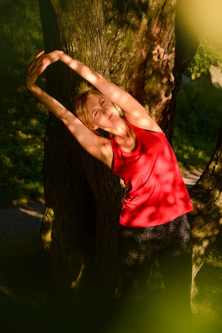 yoga, calm, release, stretching, golden hour, nature, recreation HD wallpaper