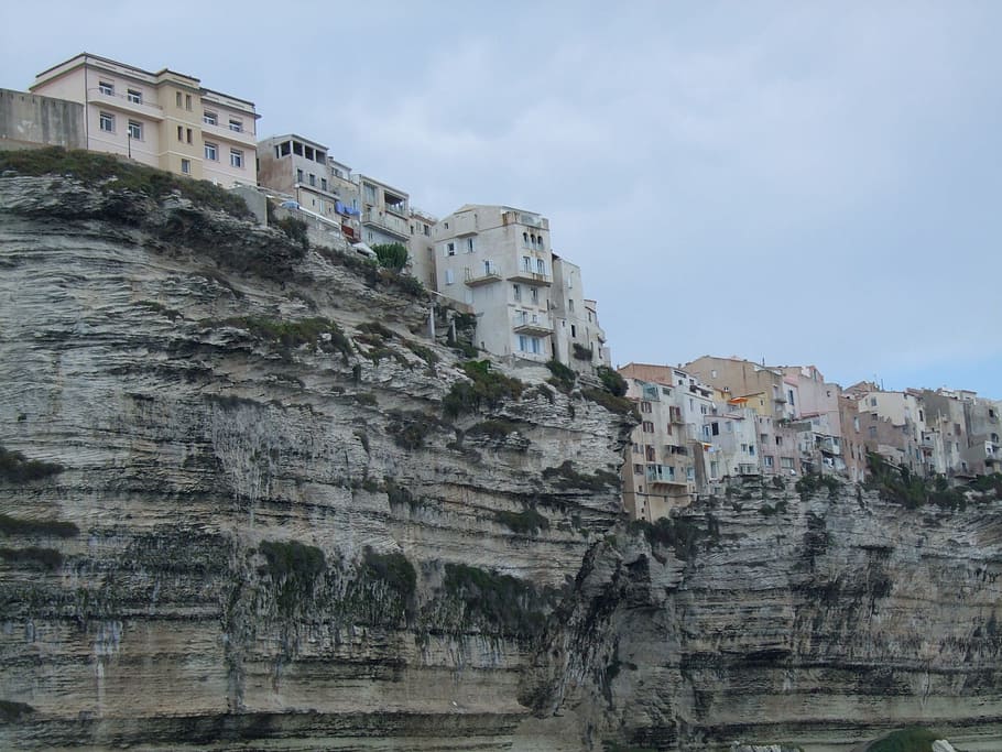 corsican, bonifacio, cliffs, mediterranean, architecture, built structure, HD wallpaper