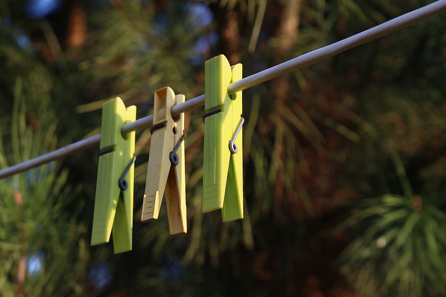clothespins, roll out, laundry, hanging, focus on foreground HD wallpaper