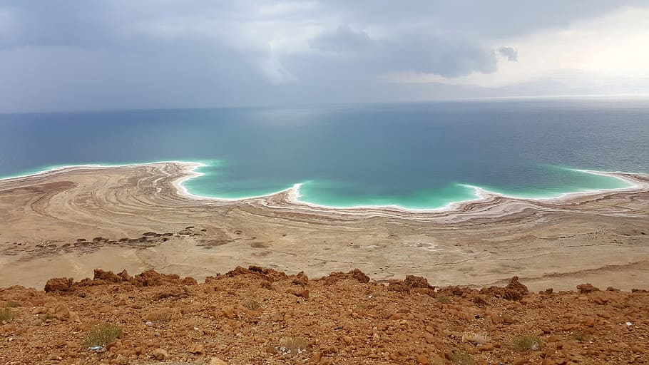 landscape photography of sea, Dead Sea, Salt, Salt, White, Salty, HD wallpaper