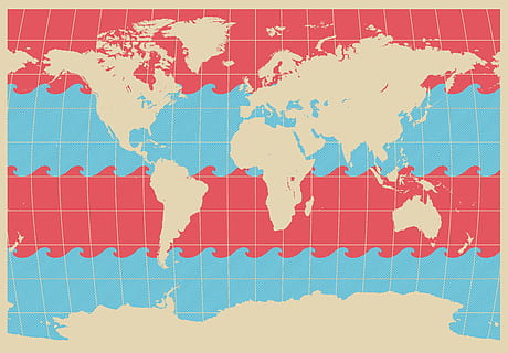 world map chart, wave, blue, red, cartography, vector, illustration HD wallpaper