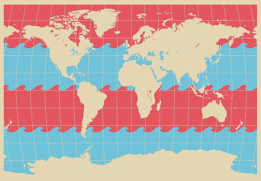 world map chart, wave, blue, red, cartography, vector, illustration HD wallpaper
