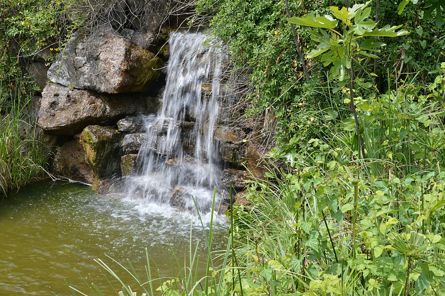 waterfall, river, lake, nature, stream, outdoors, forest, summer HD wallpaper