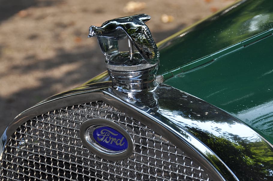 ford, cool figure, classic, oldtimer, water, metal, close-up HD wallpaper