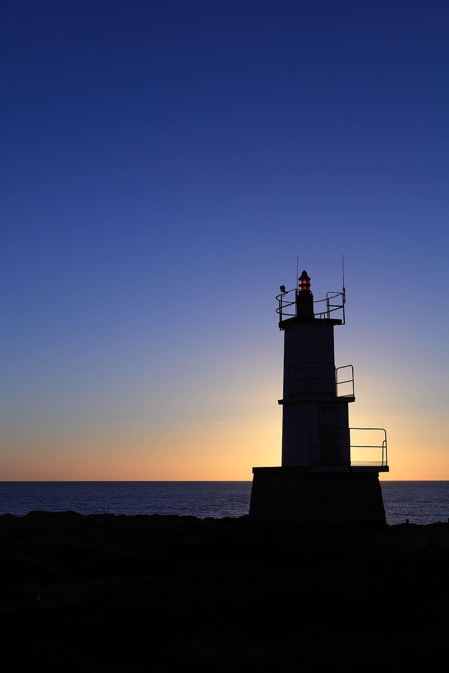 Lighthouse, Sunset, Sky, sea, beacon, coastline, nature, water HD wallpaper