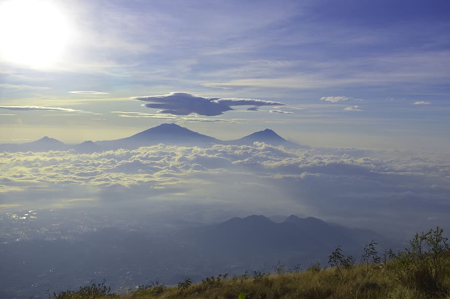 mountain, landscape, hiking, elevation, nature, clouds, sky HD wallpaper