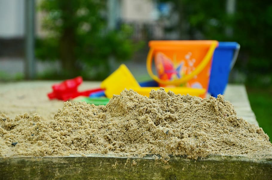 shallow focus photo of sand, playground, sand pit, clean, residential area, HD wallpaper