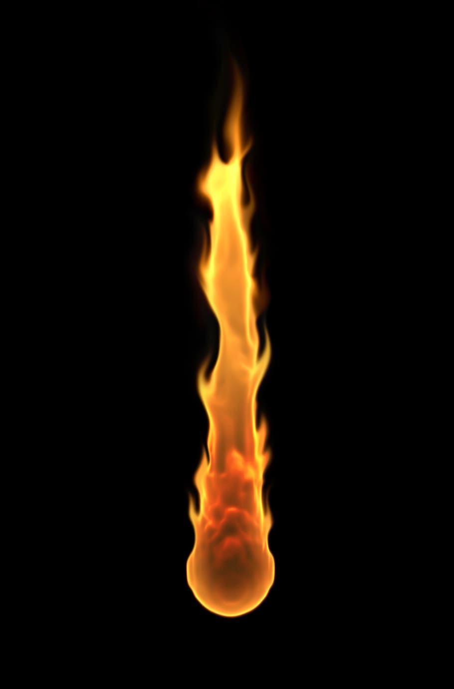 flame, fire, meteorite, fiery, burning, light, black background HD wallpaper