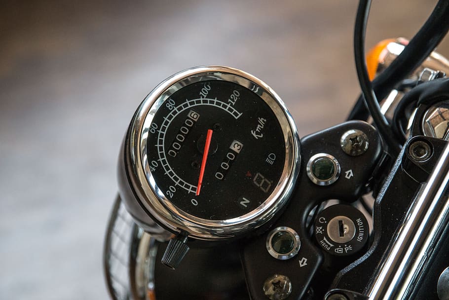 speedometer, motorcycle, kilometer display, speed display, display instrument, HD wallpaper