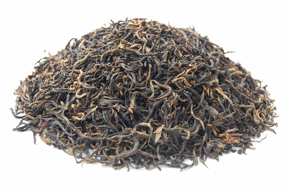 black tea, aroma, food, dry, close-up, organic, heap, white background HD wallpaper