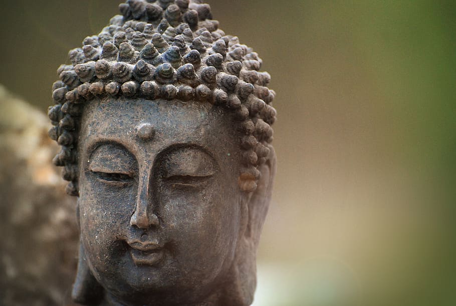 gray concrete buddha statue, zen, reflection, brightness, aura HD wallpaper