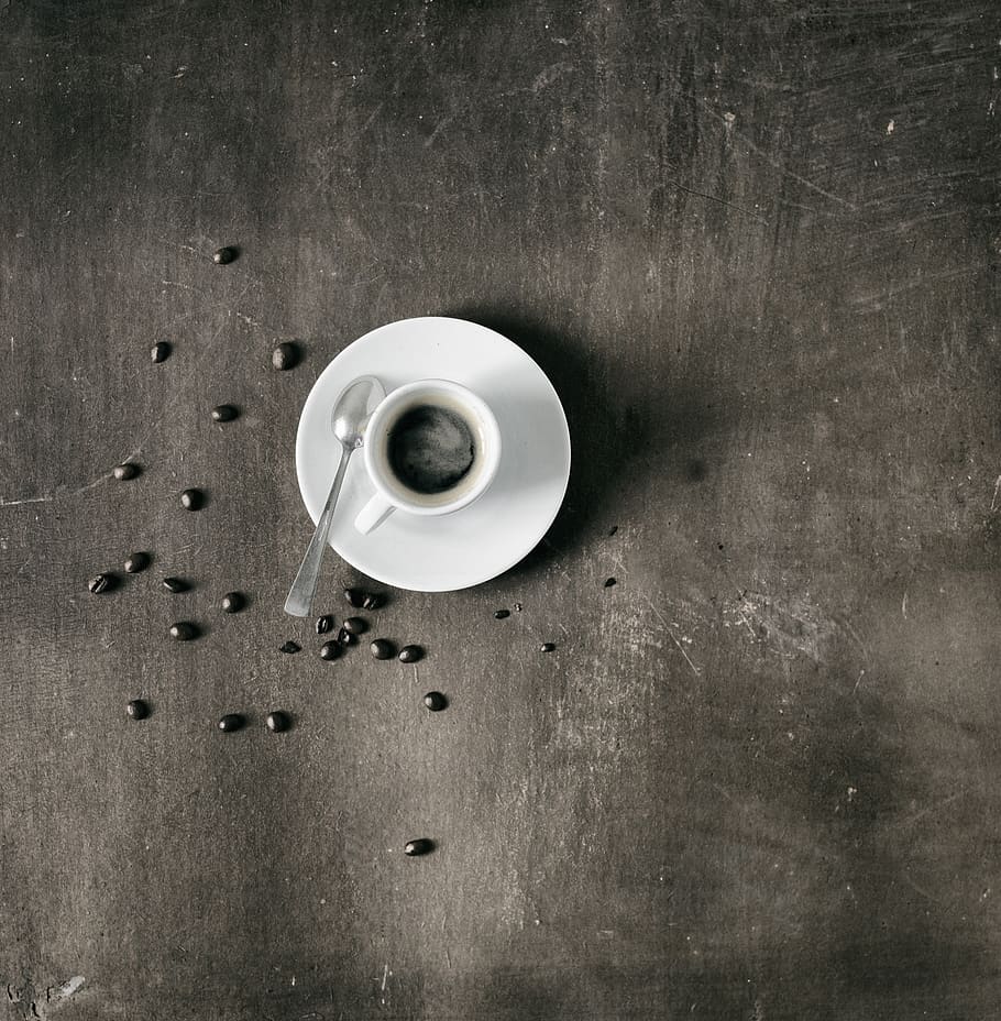 coffe, esspresso, black, table, tea beans, cup, coffee, refreshment HD wallpaper