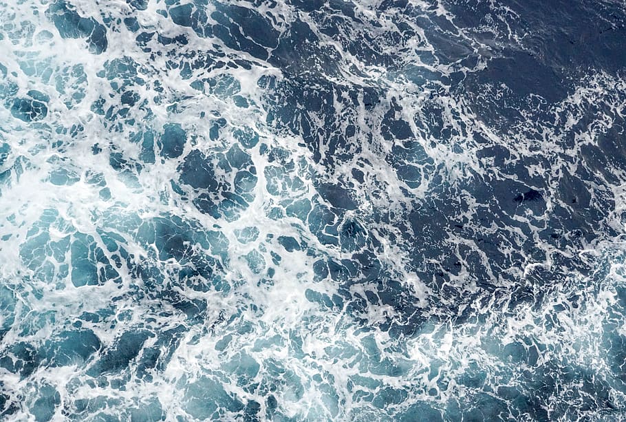 bird's eye photo of body of water, waves, background, white HD wallpaper