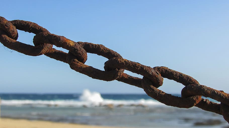 chain, rusty, metal, iron, old, steel, link, iron - Metal, security HD wallpaper