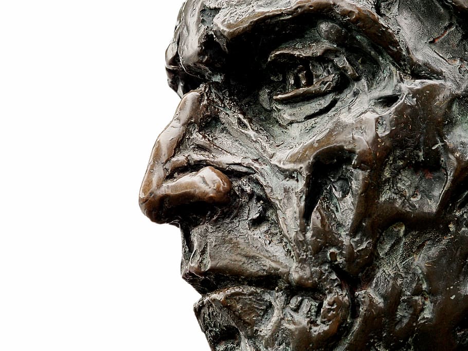 man wooden headbust, statue, bronze, cabot, bristol, newfoundland HD wallpaper