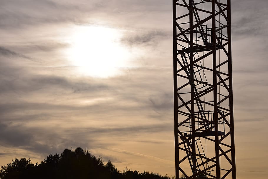 crane, baukran, back light, site, sunset, technology, build HD wallpaper