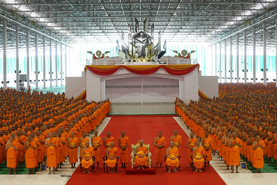 monks, thailand, priesthood, buddhism, buddhists, praying, ceremony, HD wallpaper